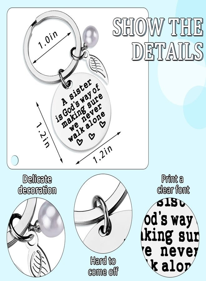 PLwelth Sisters Gift from Sister - A Sister is God’s Way of Making Sure We Never Walk Alone Sister Keychain Mother’s Day Gifts Funny Angle Charm Pendent for Her Birthday Christmas Jewelry - Image 2